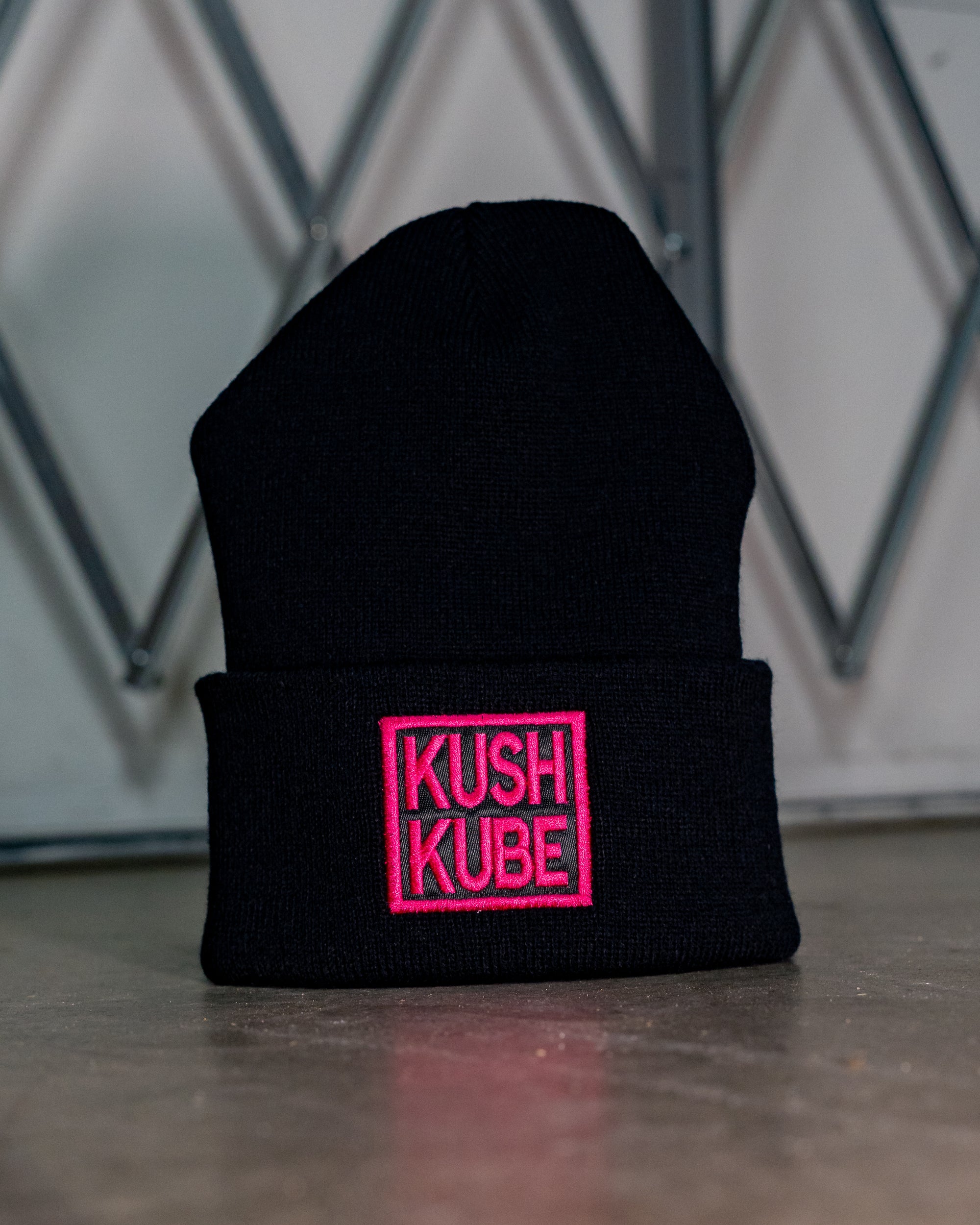 Kush Kube Hat Beanie (Neon Pink Logo)