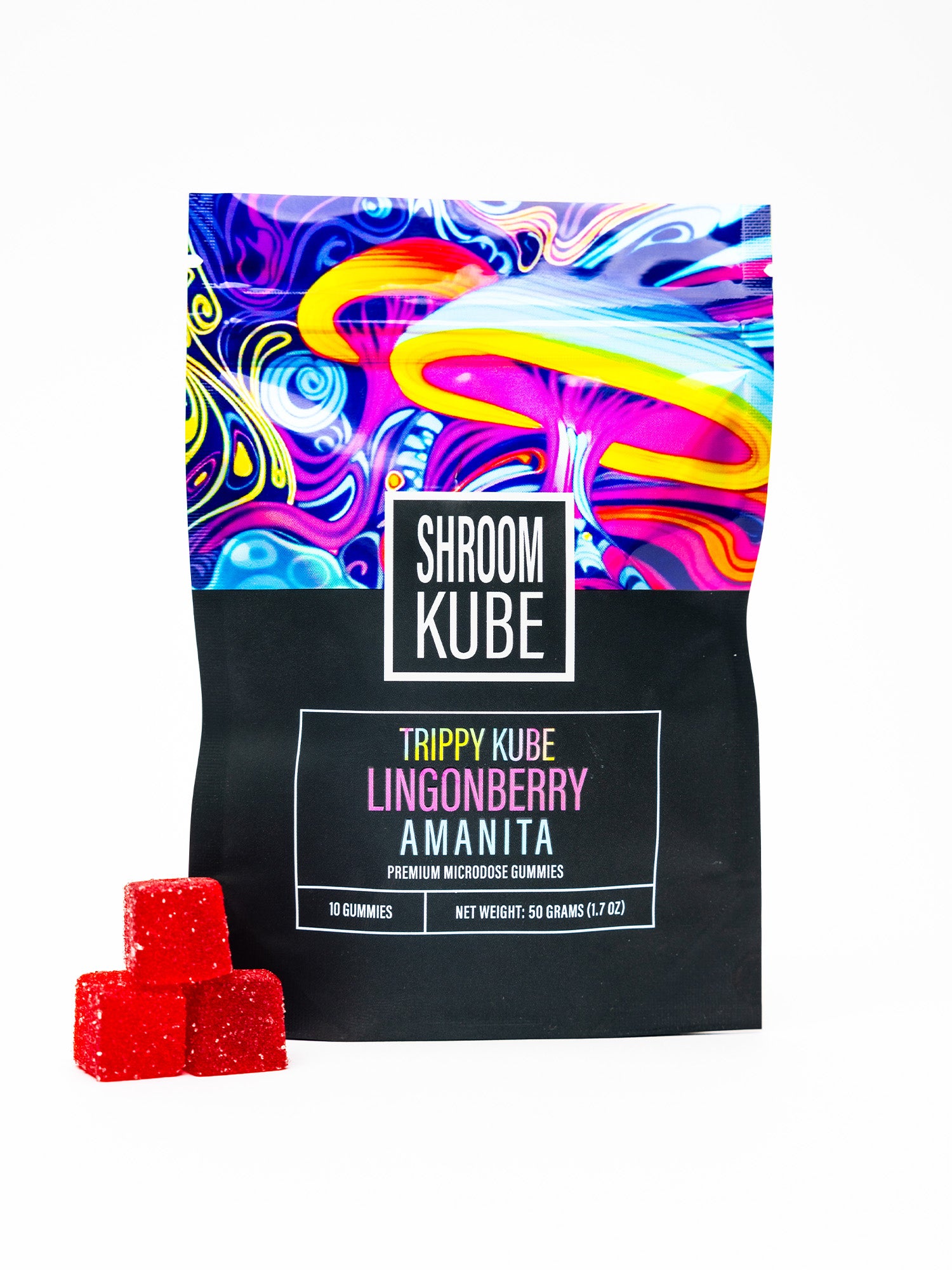 Trippy Kube - Lingonberry - 10 Gummy Pack (Amanita Mushrooms)
