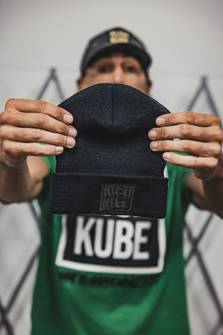 Kush Kube Hat Beanie (Black on Black)