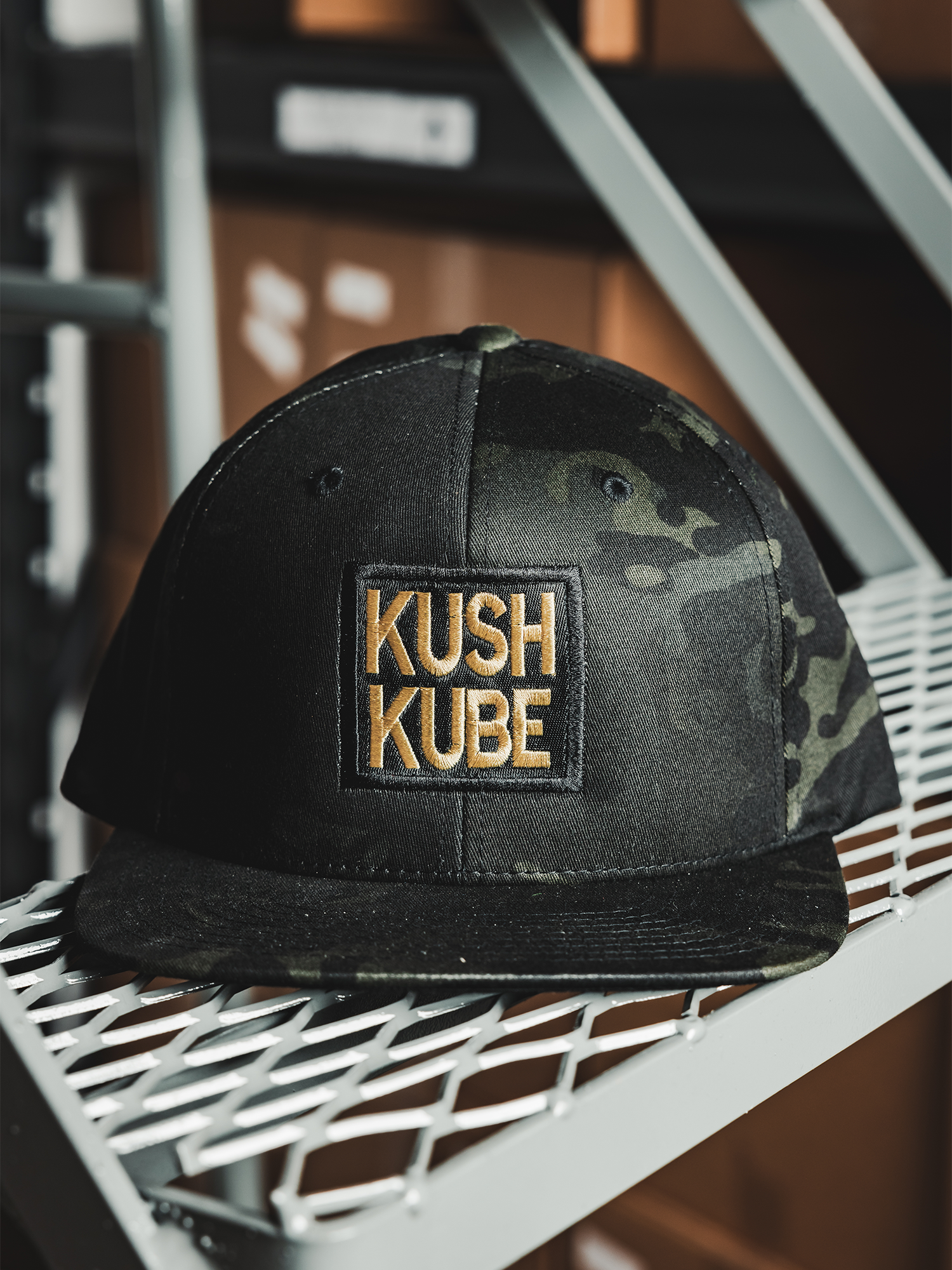Kush Kube Hat (Black Camo/Gold)