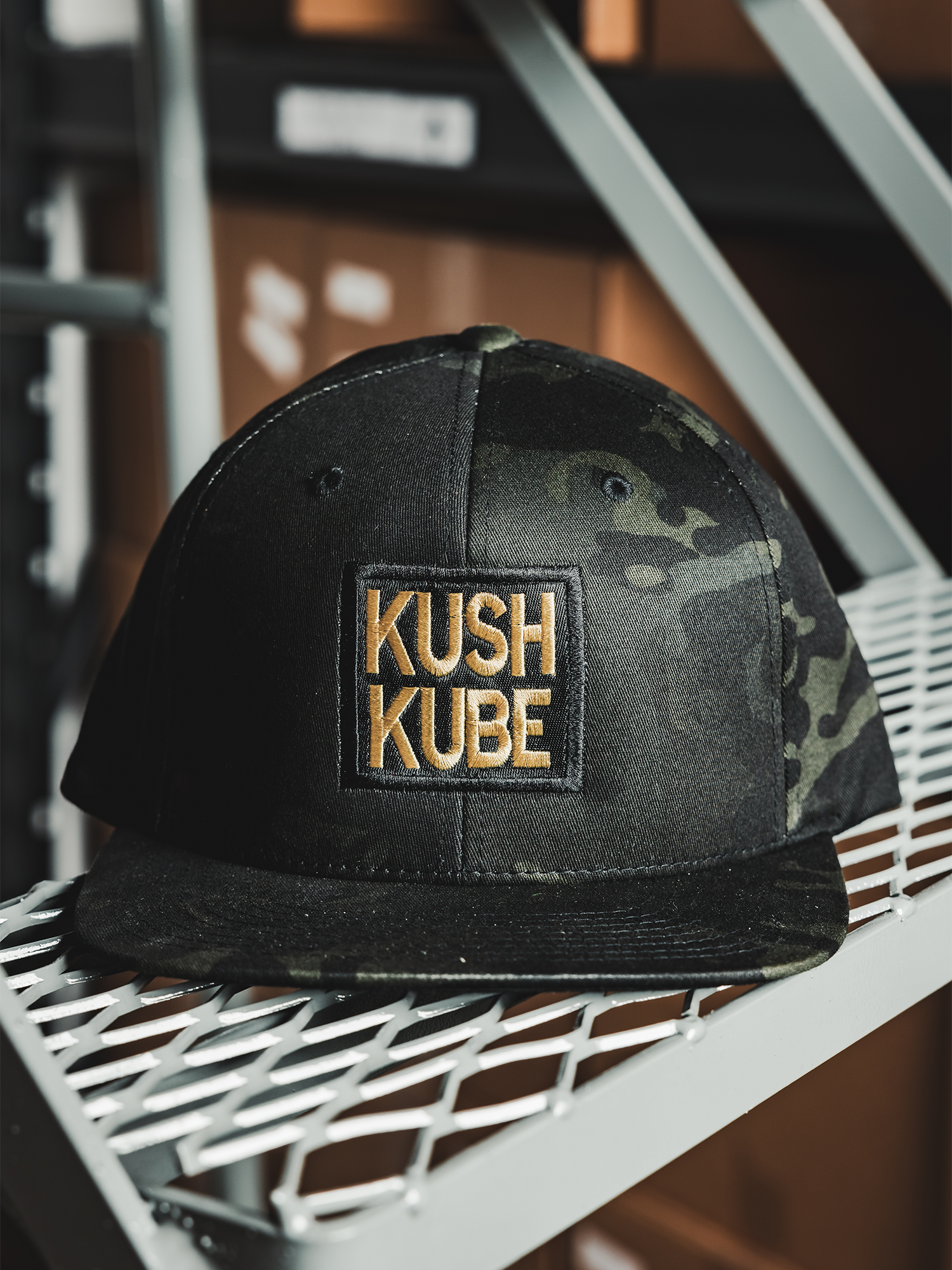Image of Kush Kube® Hat (Black Camo/Gold)