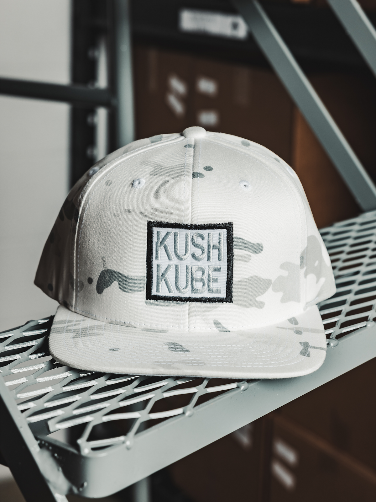 Kush Kube Hat (White Camo/Black)